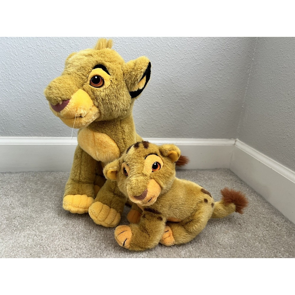 Vintage 90's Y2K Disney Store Lion King Young Simba Cub Plush Stuffed Animal Set